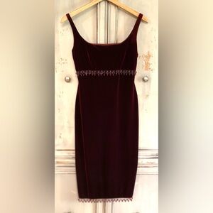 Betsey Johnson New York Vtg. 90’s Y2K Burgundy Velvet Dress Sz M